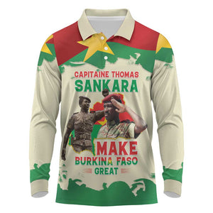 Thomas Sankara Long Sleeve Polo Shirt Make Burkina Faso Great