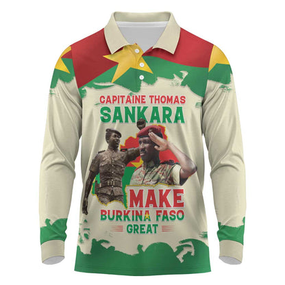 Thomas Sankara Long Sleeve Polo Shirt Make Burkina Faso Great
