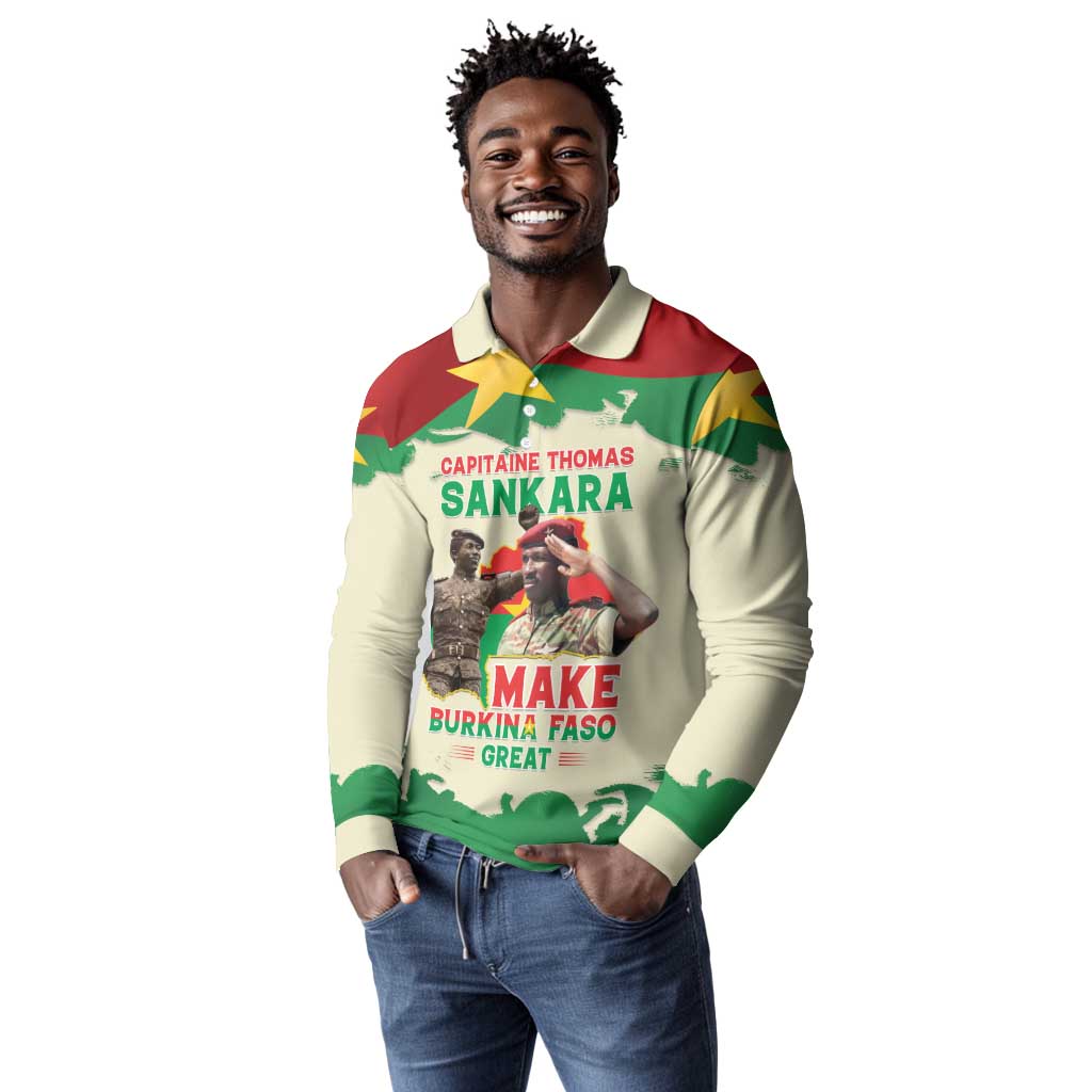 Thomas Sankara Long Sleeve Polo Shirt Make Burkina Faso Great