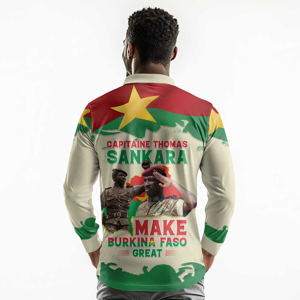 Thomas Sankara Long Sleeve Polo Shirt Make Burkina Faso Great
