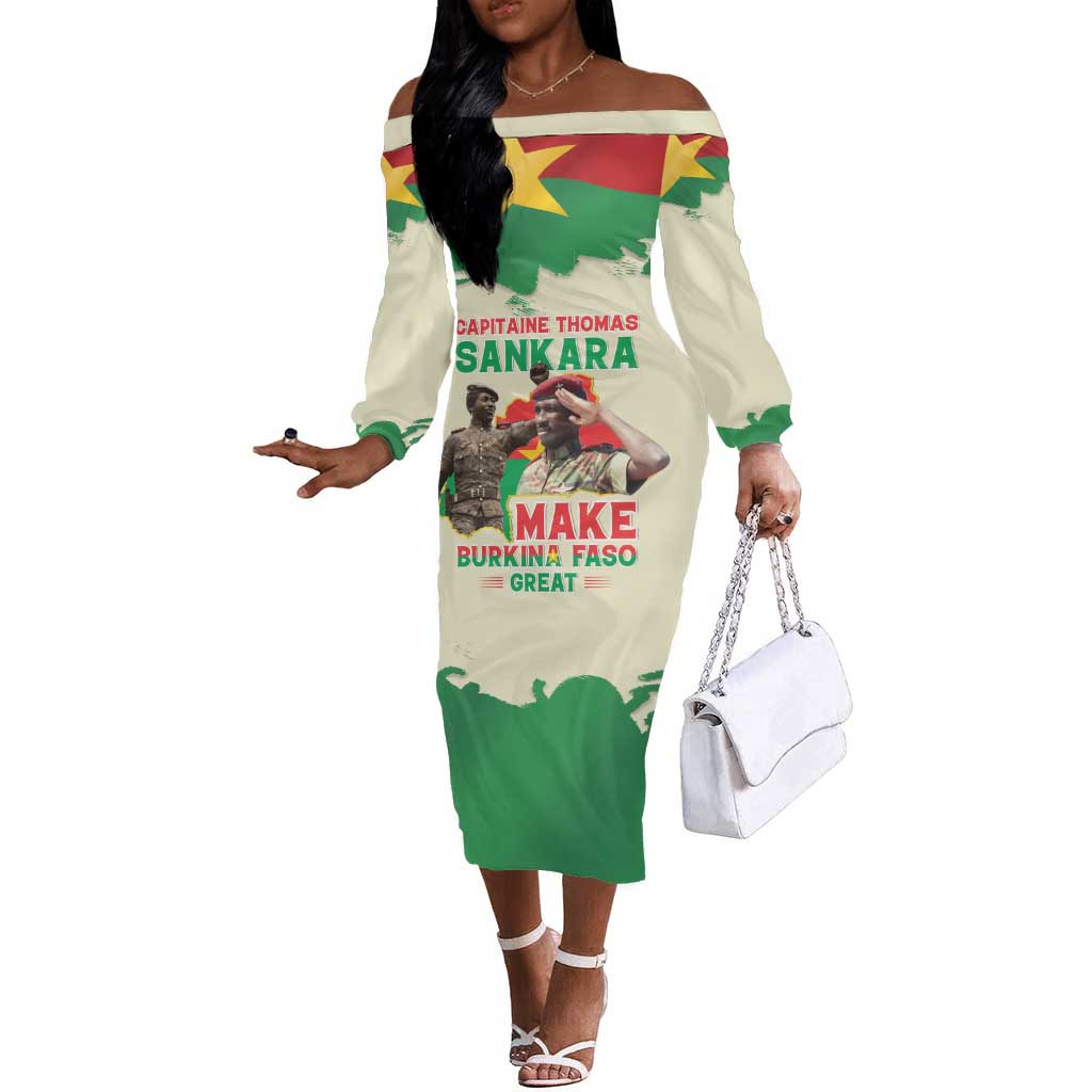 Thomas Sankara Off The Shoulder Long Sleeve Dress Make Burkina Faso Great