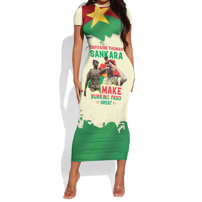 Thomas Sankara Short Sleeve Bodycon Dress Make Burkina Faso Great