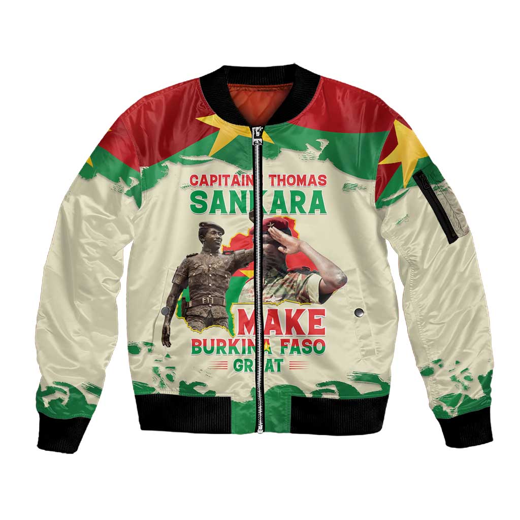 Thomas Sankara Sleeve Zip Bomber Jacket Make Burkina Faso Great