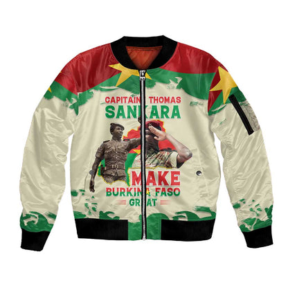 Thomas Sankara Sleeve Zip Bomber Jacket Make Burkina Faso Great