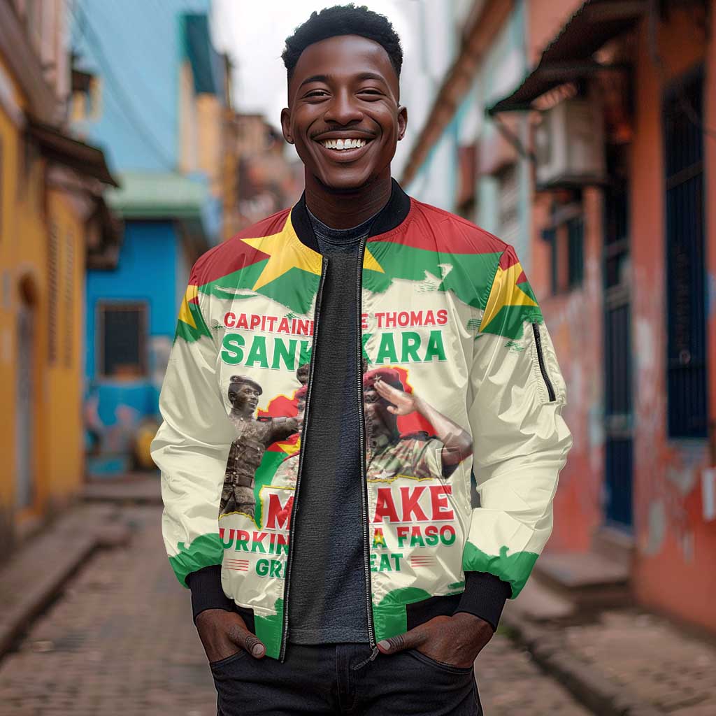 Thomas Sankara Sleeve Zip Bomber Jacket Make Burkina Faso Great