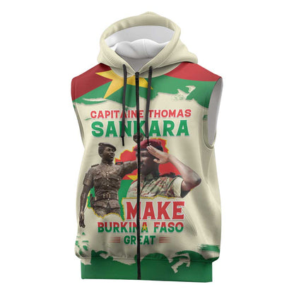 Thomas Sankara Sleeveless Zip Hoodie Make Burkina Faso Great