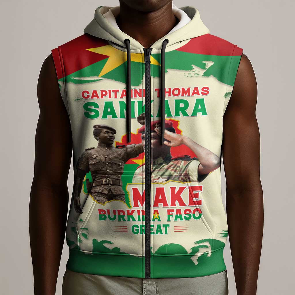 Thomas Sankara Sleeveless Zip Hoodie Make Burkina Faso Great