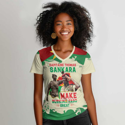 Thomas Sankara Women V-Neck T-Shirt Make Burkina Faso Great