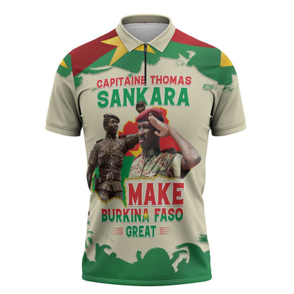 Thomas Sankara Zipper Polo Shirt Make Burkina Faso Great