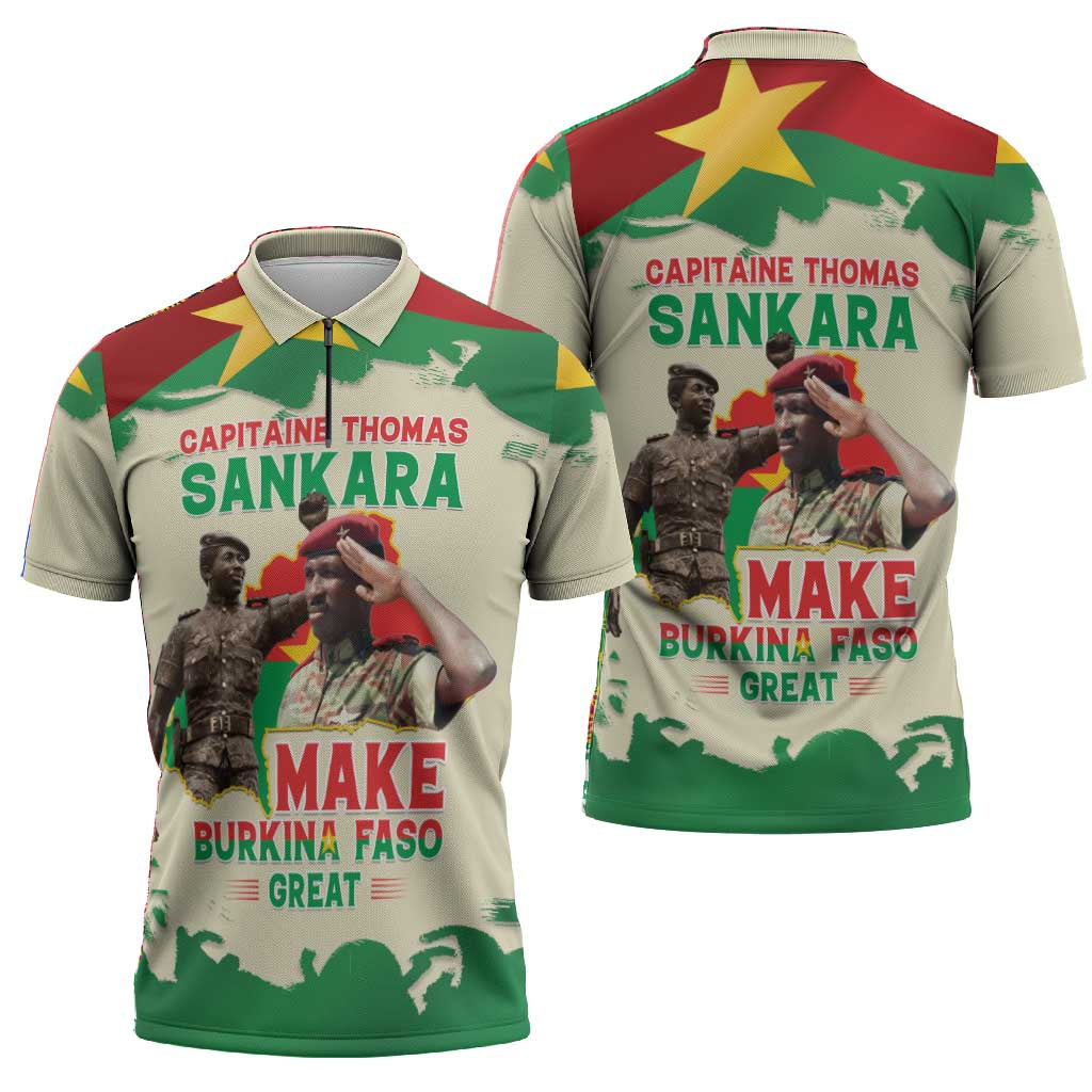 Thomas Sankara Zipper Polo Shirt Make Burkina Faso Great