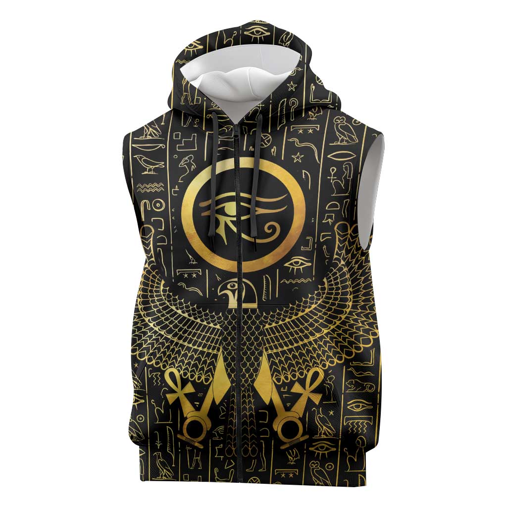 Ancient Egyptian Sleeveless Zip Hoodie Horus Falcon God - African Pride