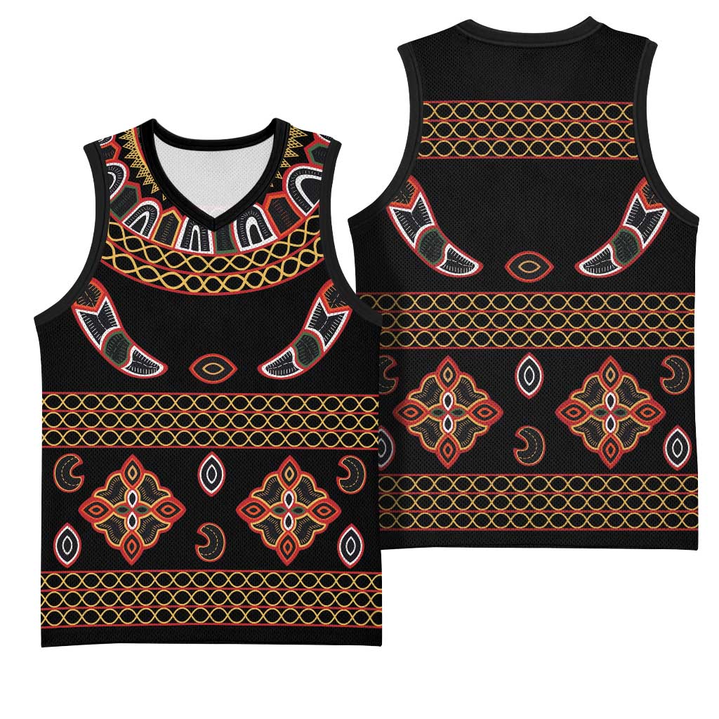 Cameroon Traditional Toghu Pattern Basketball Jersey LT15