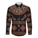 Cameroon Traditional Toghu Pattern Long Sleeve Button Shirt