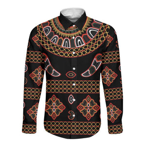 Cameroon Traditional Toghu Pattern Long Sleeve Button Shirt