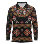Cameroon Traditional Toghu Pattern Long Sleeve Polo Shirt