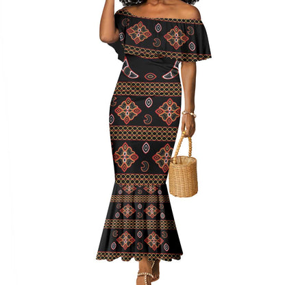 Cameroon Traditional Toghu Pattern Mermaid Dress