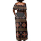 Cameroon Traditional Toghu Pattern Off Shoulder Maxi Dress