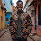 Cameroon Traditional Toghu Pattern Sleeve Zip Bomber Jacket