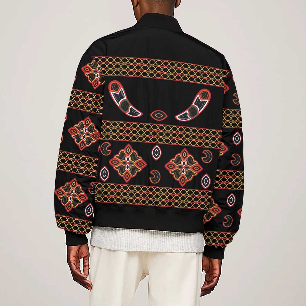 Cameroon Traditional Toghu Pattern Sleeve Zip Bomber Jacket