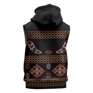 Cameroon Traditional Toghu Pattern Sleeveless Zip Hoodie - African Pride