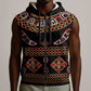 Cameroon Traditional Toghu Pattern Sleeveless Zip Hoodie - African Pride