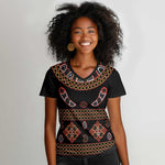 Cameroon Traditional Toghu Pattern Women V-Neck T-Shirt