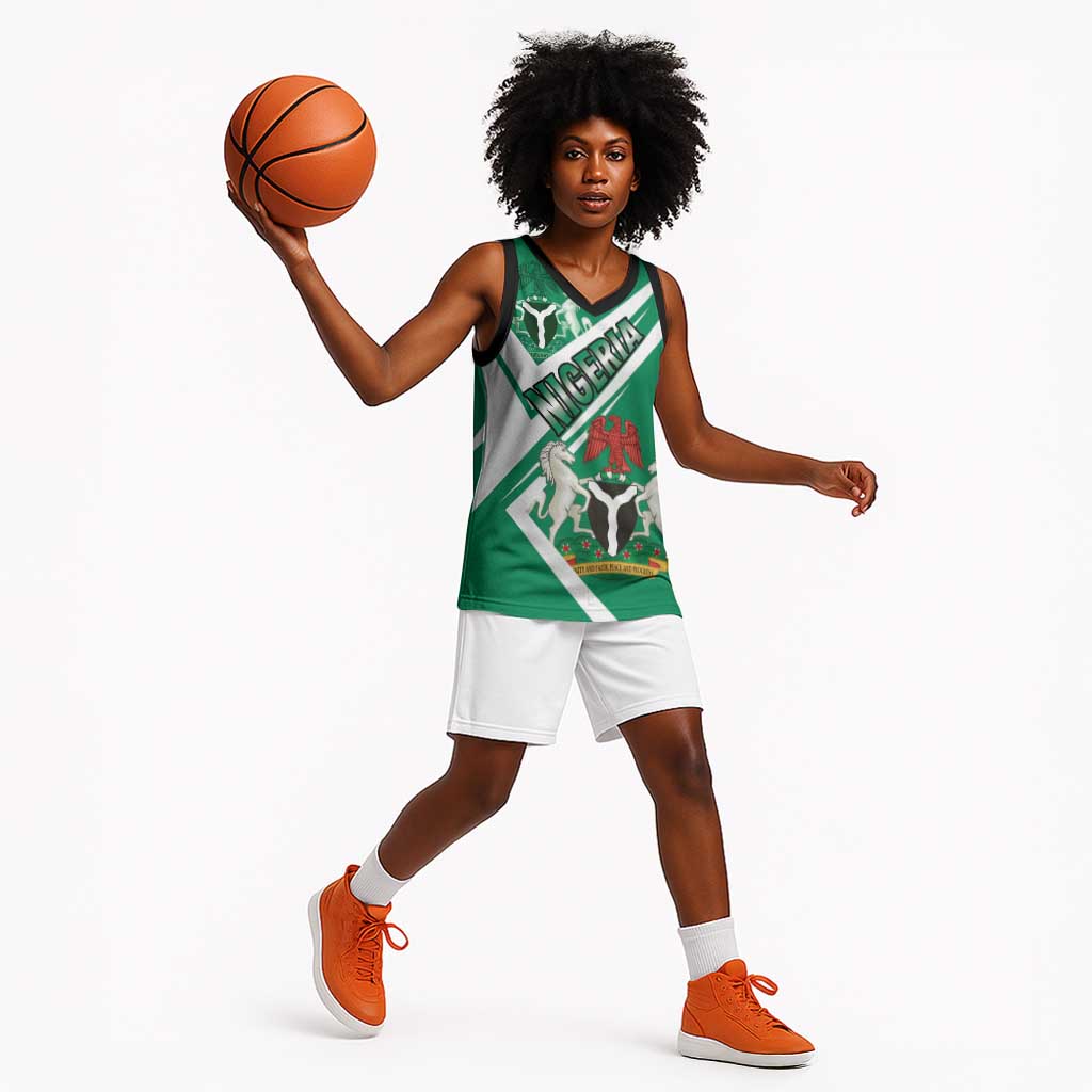 Nigeria Coat Of Arms Sporty Style Basketball Jersey LT15