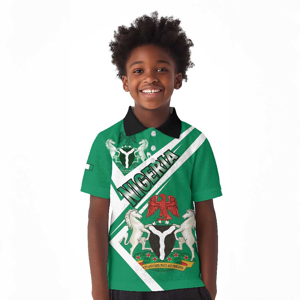 Nigeria Coat Of Arms Sporty Style Kid Polo Shirt