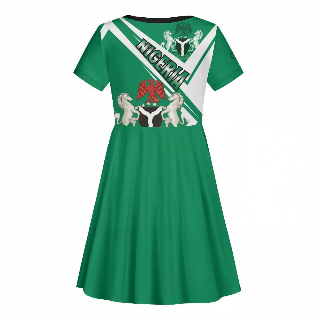 Nigeria Coat Of Arms Sporty Style Kid Short Sleeve Dress