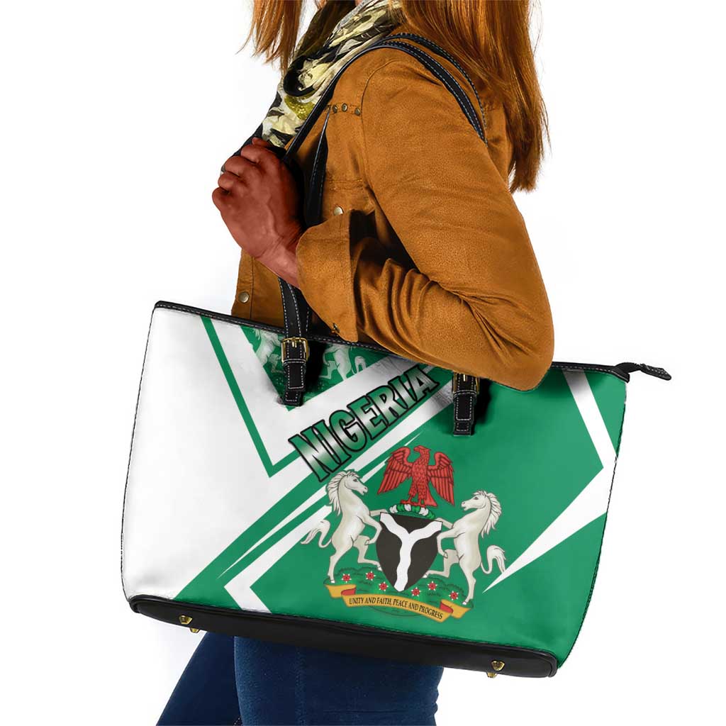 Nigeria Coat Of Arms Sporty Style Leather Tote Bag