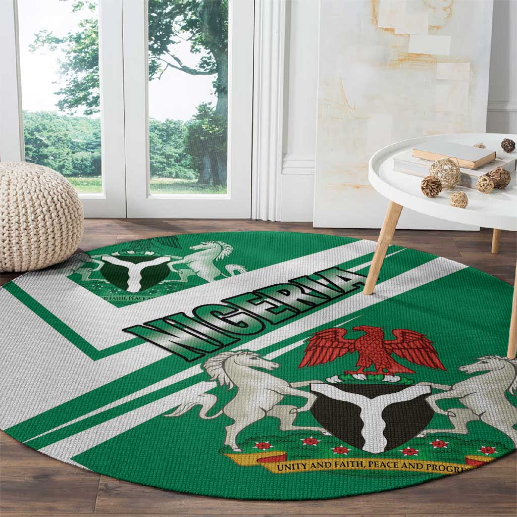 Nigeria Coat Of Arms Sporty Style Round Carpet