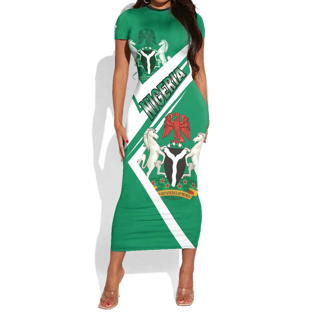 Nigeria Coat Of Arms Sporty Style Short Sleeve Bodycon Dress LT15