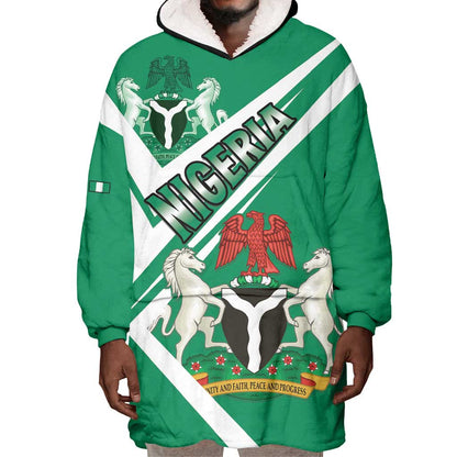Nigeria Coat Of Arms Sporty Style Wearable Blanket Hoodie