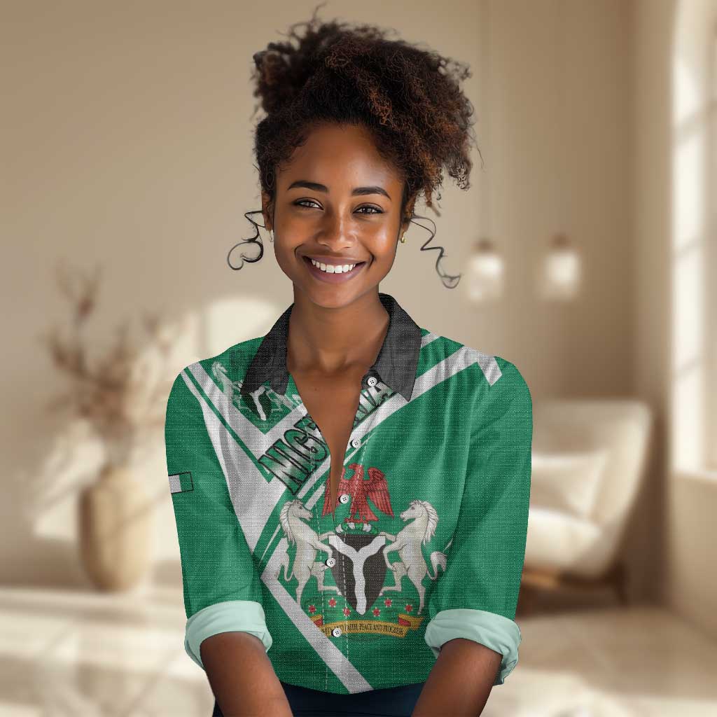 Nigeria Coat Of Arms Sporty Style Women Casual Shirt