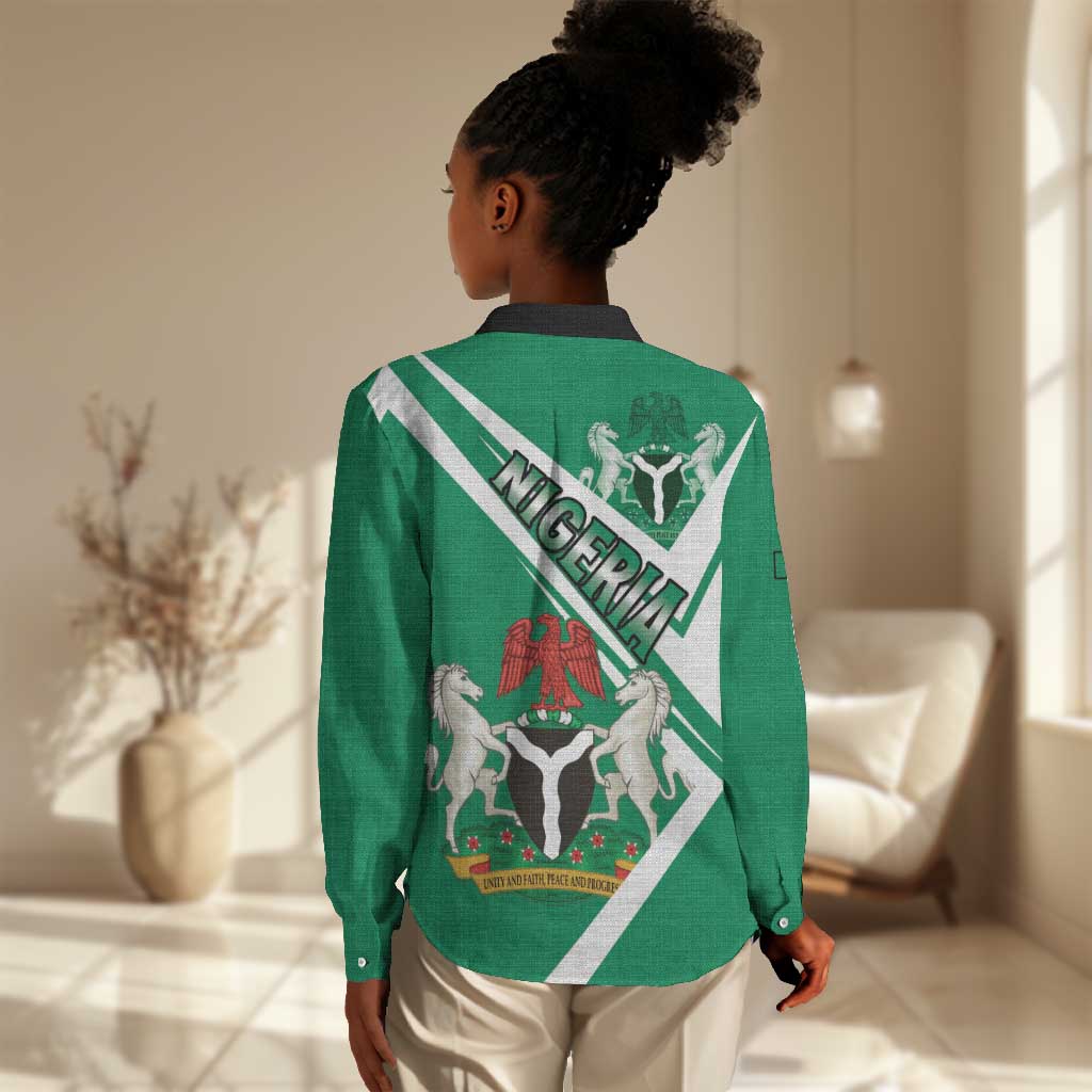 Nigeria Coat Of Arms Sporty Style Women Casual Shirt
