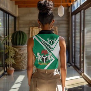 Nigeria Coat Of Arms Sporty Style Women Sleeveless Polo Shirt