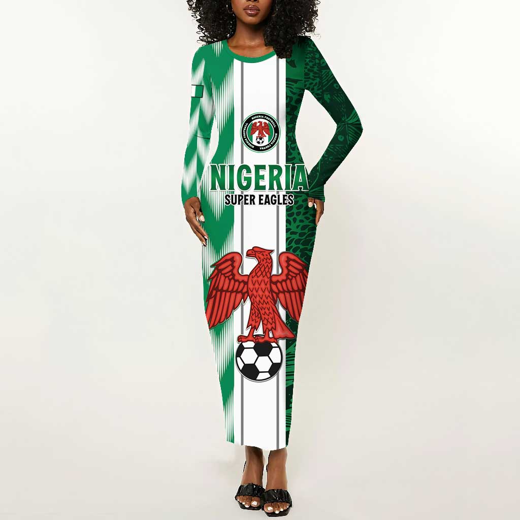 Custom Nigeria Football Long Sleeve Bodycon Dress Go Champions LT15