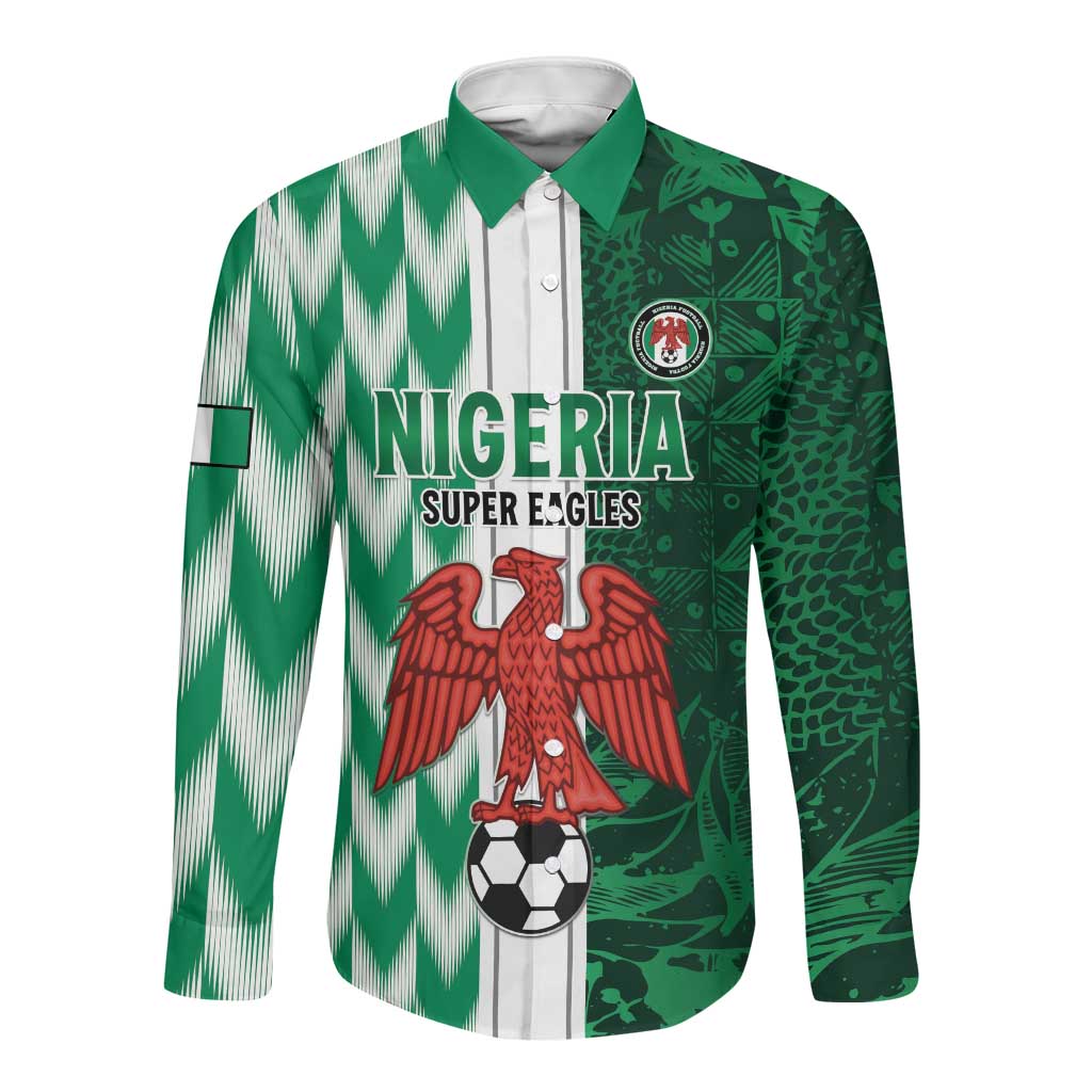 Custom Nigeria Football Long Sleeve Button Shirt Go Champions