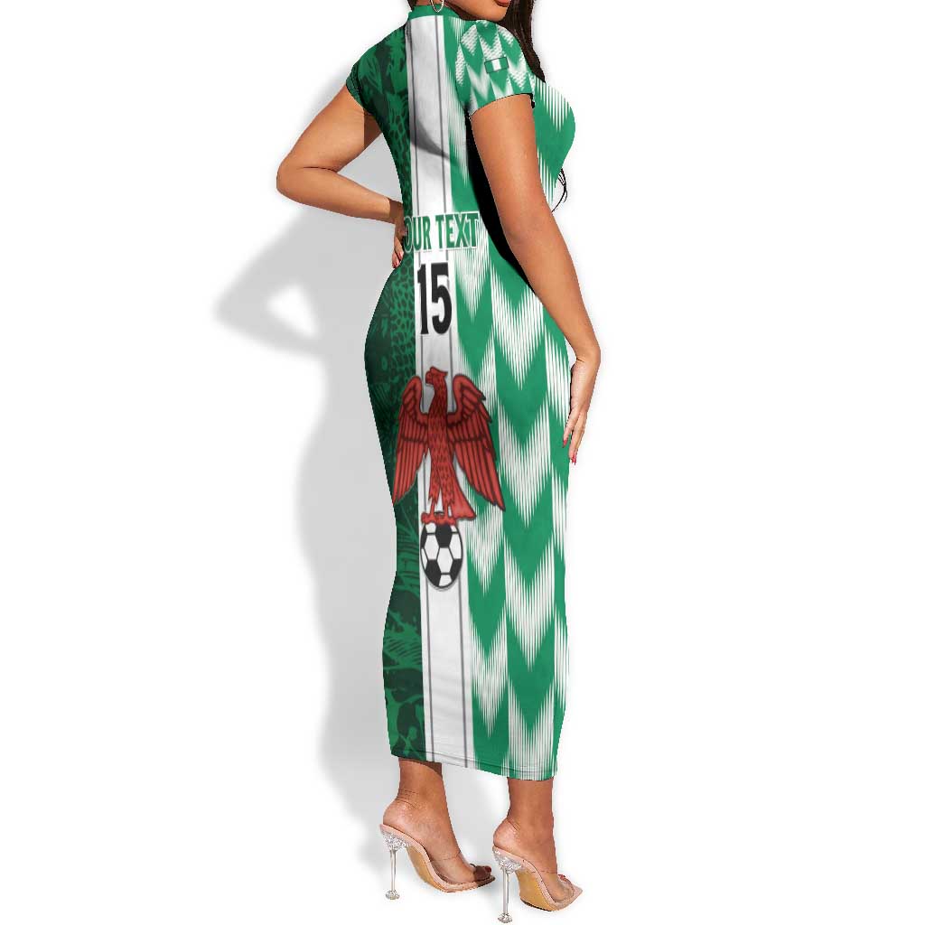 Custom Nigeria Football Short Sleeve Bodycon Dress Go Champions LT15