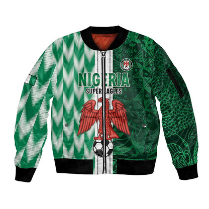 Custom Nigeria Football Sleeve Zip Bomber Jacket Go Champions