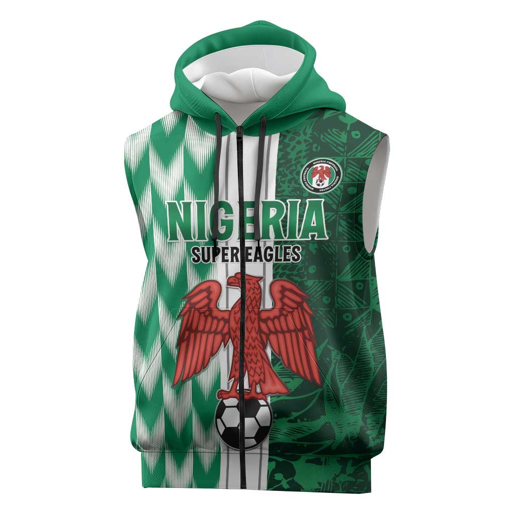 Custom Nigeria Football Sleeveless Zip Hoodie Go Champions - African Pride