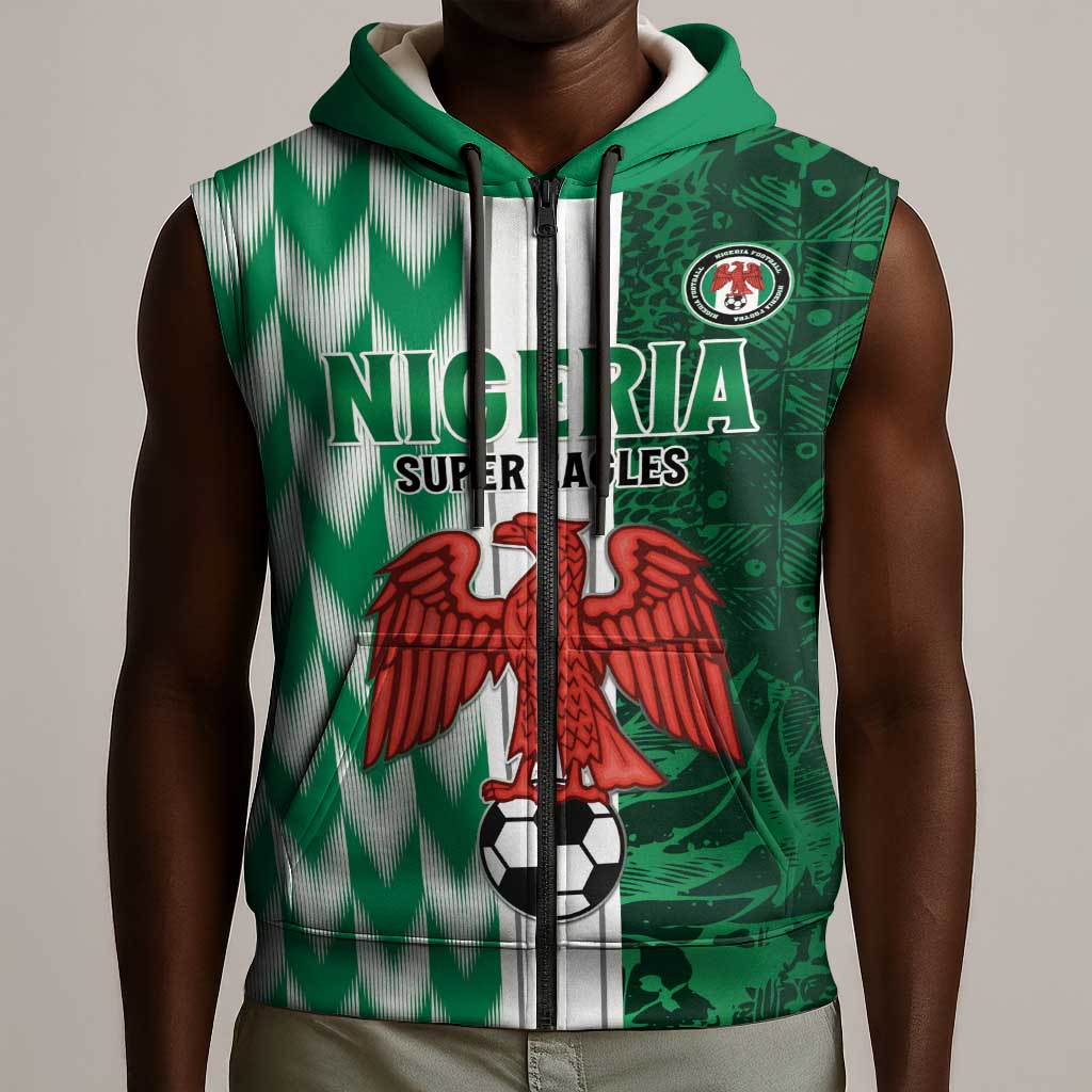 Custom Nigeria Football Sleeveless Zip Hoodie Go Champions - African Pride
