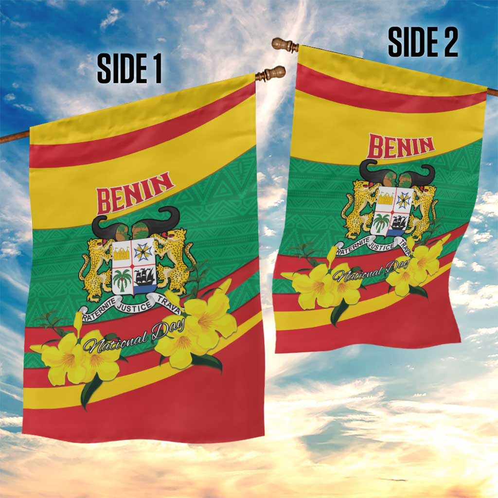 Happy Benin National Day Garden Flag Fraternite Justice Travail