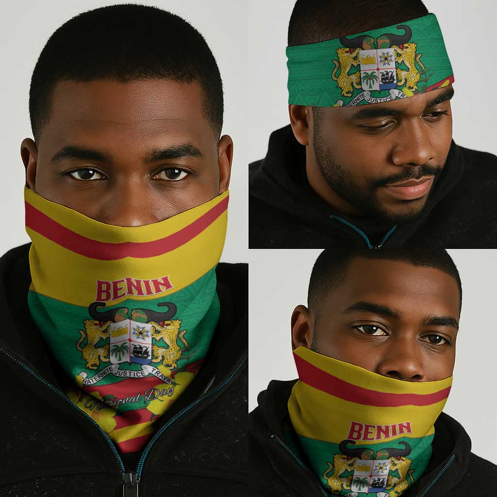 Happy Benin National Day Neck Gaiter Fraternite Justice Travail LT15