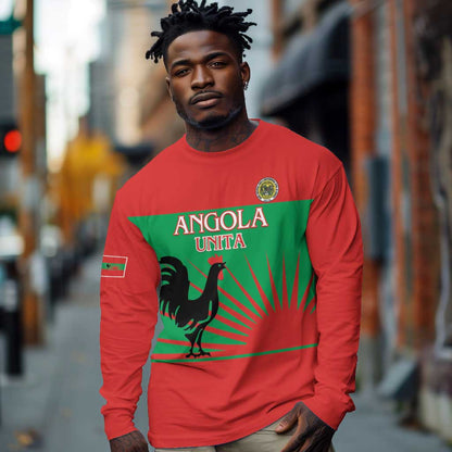 Personalized Angola Long Sleeve Shirt UNITA  Party Flag Style