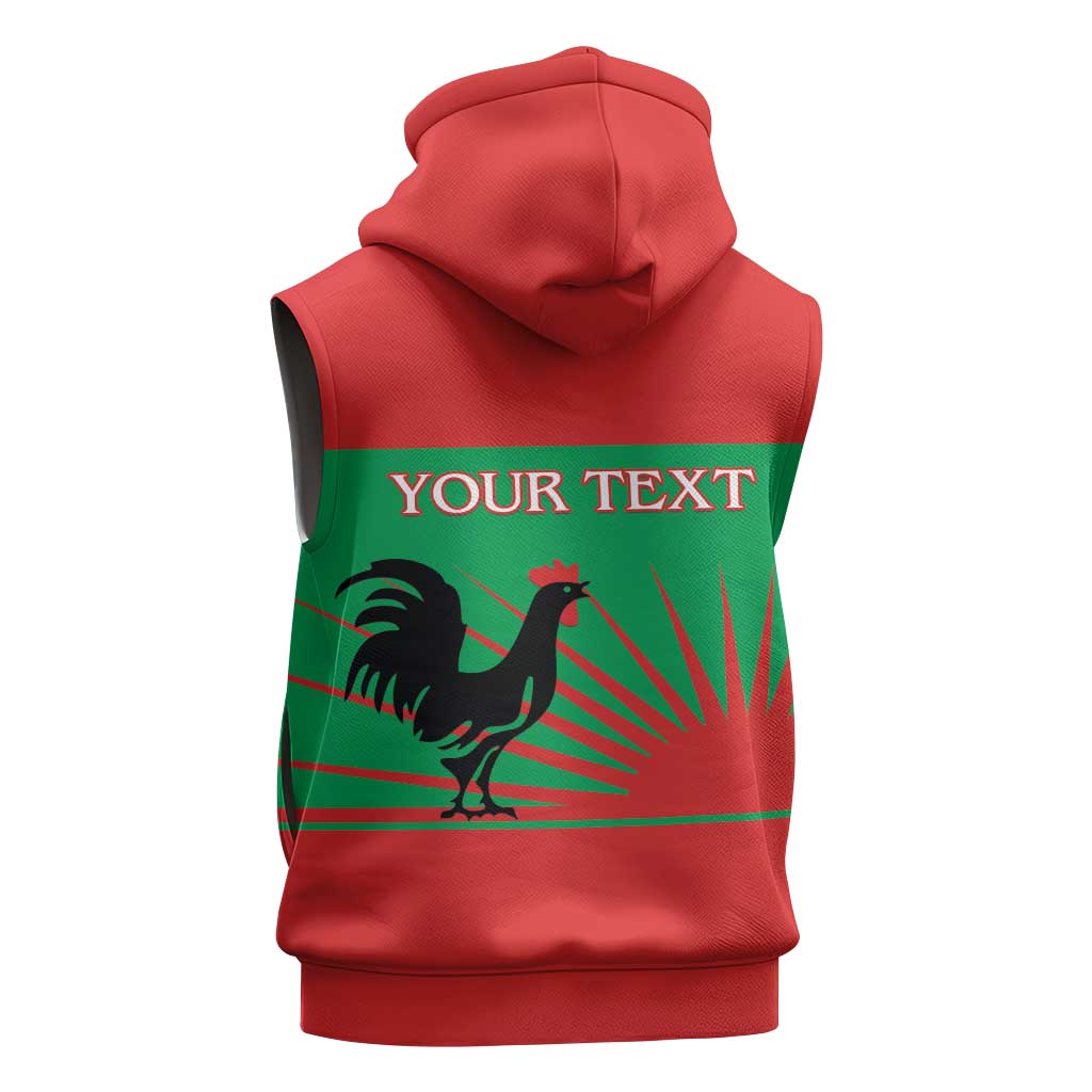 Personalized Angola Sleeveless Zip Hoodie UNITA  Party Flag Style - African Pride