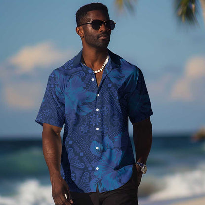 Afro Hibiscus Tropical Hawaiian Shirt ShweShwe African Pattern - African Pride