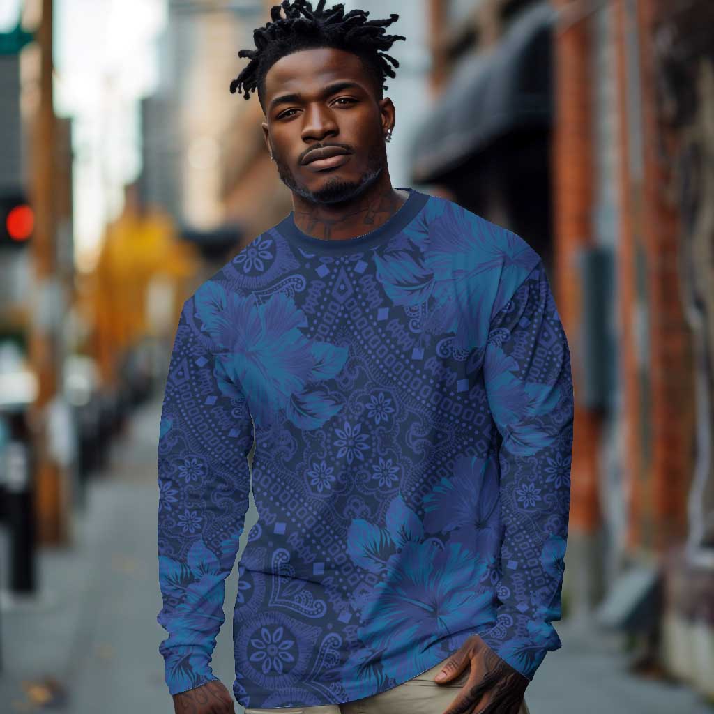 Afro Hibiscus Tropical Long Sleeve Shirt ShweShwe African Pattern - African Pride