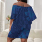 Afro Hibiscus Tropical Off Shoulder Short Dress ShweShwe African Pattern - African Pride