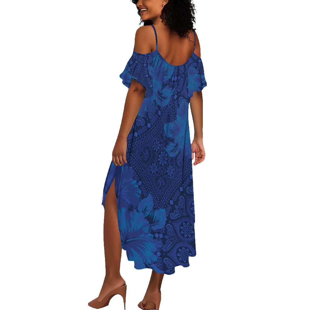 Afro Hibiscus Tropical Summer Maxi Dress ShweShwe African Pattern - African Pride